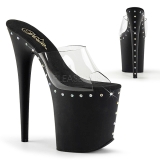Black 20 cm FLAMINGO-801ABLS Rhinestones platform mules womens