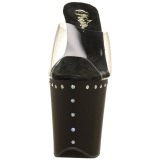 Black 20 cm FLAMINGO-801ABLS Rhinestones platform mules womens