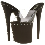Black 20 cm FLAMINGO-801ABLS Rhinestones platform mules womens