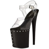 Black 20 cm FLAMINGO-808ABLS High Heeled Sandal Rhinestone Platform