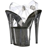 Black 20 cm FLAMINGO-808SRS High Heeled Sandal Rhinestone Platform