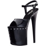 Black 20 cm FLAMINGO-809ABLS High Heeled Sandal Rhinestone Platform