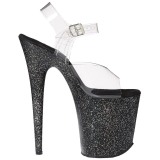 Black 20 cm Pleaser FLAMINGO-808MG glitter high heels shoes