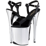 Black 20 cm Pleaser FLAMINGO-809 High Heels Chrome Platform