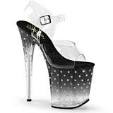 Black 20 cm STARDUST-808T Acrylic Platform High Heeled Sandal