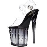 Black 20 cm STARDUST-808T Acrylic Platform High Heeled Sandal