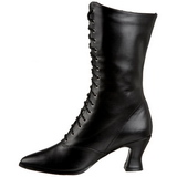 Black 7 cm VICTORIAN-120 Lace Up Ankle Calf Women Boots