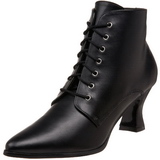 Black 7 cm VICTORIAN-35 Lace Up Ankle Calf Women Boots