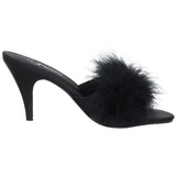 Black 8 cm AMOUR-03 Marabou Feathers Mules Shoes