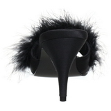 Black 8 cm AMOUR-03 Marabou Feathers Mules Shoes