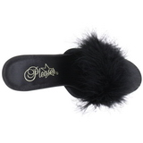 Black 8 cm AMOUR-03 Marabou Feathers Mules Shoes