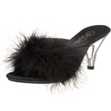 Black 8 cm BELLE-301F Marabou Feathers Mules Shoes