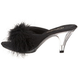 Black 8 cm BELLE-301F Marabou Feathers Mules Shoes