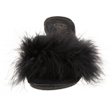 Black 8 cm BELLE-301F Marabou Feathers Mules Shoes