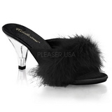 Black 8 cm BELLE-301F Marabou Feathers Mules Shoes