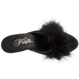 Black 8 cm BELLE-301F Marabou Feathers Mules Shoes