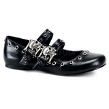 Black DAISY-03 gothic mary jane ballerina shoes flat heels