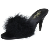 Black Feathers 8 cm AMOUR-03 High Women Mules Shoes for Men