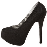 Black Glitter 14,5 cm Burlesque TEEZE-31G Platform Pumps Shoes