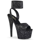Black Glitter 18 cm ADORE-791LG pleaser high heels with ankle straps