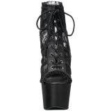 Black Lace Fabric 18 cm ADORE-796LC Lace Up Ankle Calf Women Boots
