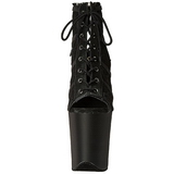 Black Lace Fabric 20 cm FLAMINGO-896LC Lace Up Ankle Calf Women Boots