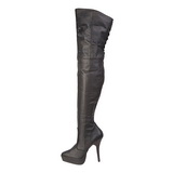 Black Leather 13,5 cm INDULGE-3011 Thigh High Boots for Men