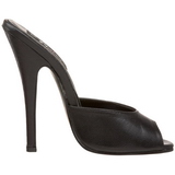 Black Leather 15 cm DOMINA-101 Women Mules Shoes