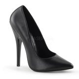 Black Leather 15 cm DOMINA-420 pointed toe high heel stilettos