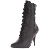 Black Leatherette 10,5 cm VANITY-1020 Flat Ankle Calf Boots Women