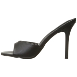 Black Leatherette 10 cm CLASSIQUE-01 big size mules shoes
