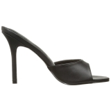 Black Leatherette 10 cm CLASSIQUE-01 big size mules shoes