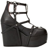 Black Leatherette 13 cm POISON-25-1 lolita ankle boots wedge platform