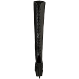 Black Leatherette 15 cm DELIGHT-3019 Platform Thigh High Boots