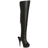 Black Leatherette 15 cm DELIGHT-3019 Platform Thigh High Boots