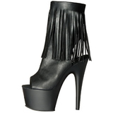 Black Leatherette 18 cm ADORE-1019 womens fringe ankle boots high heels