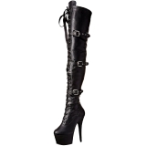 Black Leatherette 18 cm ADORE-3028 Platform Thigh High Boots