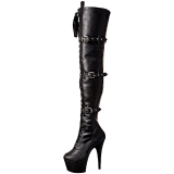 Black Leatherette 18 cm ADORE-3028 Platform Thigh High Boots