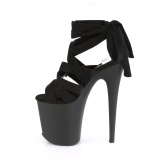 Black Leatherette 20 cm FLAMINGO-876 high heels with ankle laces