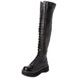 Black Leatherette 5 cm EMILY-375 overknee boots with laces