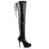 Black Matte 13,5 cm INDULGE-3063 High Heeled Overknee Boots