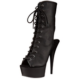 Black Matte 15,5 cm DELIGHT-1016 Open Toe Platform Ankle Calf Boots