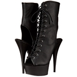 Black Matte 15,5 cm DELIGHT-1016 Open Toe Platform Ankle Calf Boots