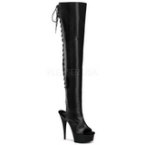 Black Matte 15,5 cm DELIGHT-3017 Platform Thigh High Boots