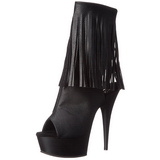 Black Matte 15 cm DELIGHT-1019 womens fringe ankle boots high heels