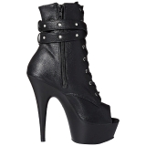 Black Matte 15 cm DELIGHT-1033 Open Toe Platform Ankle Calf Boots