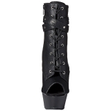 Black Matte 15 cm DELIGHT-1033 Open Toe Platform Ankle Calf Boots