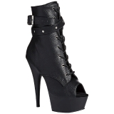 Black Matte 15 cm DELIGHT-1033 Open Toe Platform Ankle Calf Boots