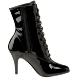 Black Patent 10,5 cm VANITY-1020 Flat Ankle Calf Boots Women