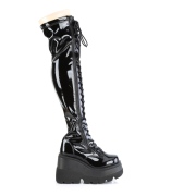 Black Patent 11,5 cm SHAKER-374 overknee boots with laces